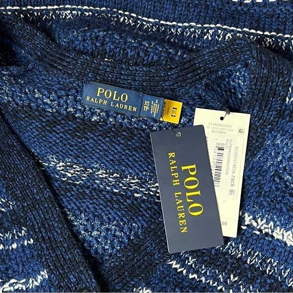 NWT POLO RALPH LAUREN Wool Linen Stripe Knit V-Neck Academia Grandpa Cardigan XS - Picture 6 of 8